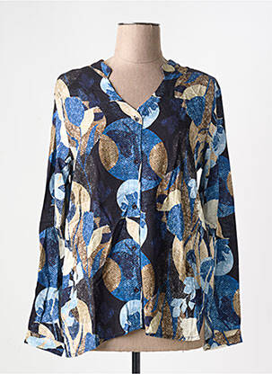 Chemisier imprimé fleurs manches longues bleu GUY DUBOUIS femme