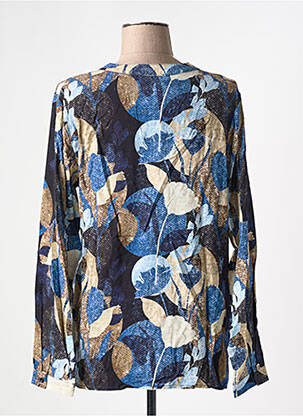 Chemisier imprimé fleurs manches longues bleu GUY DUBOUIS femme