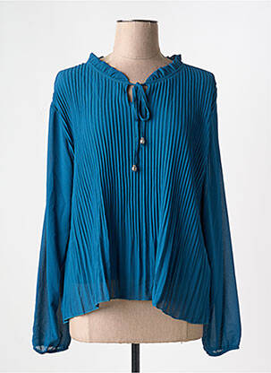 Blouse légère et transparente manches longues bleu COULEURS DU TEMPS femme