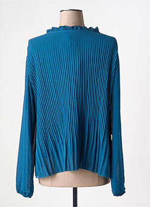 Blouse légère et transparente manches longues bleu COULEURS DU TEMPS femme