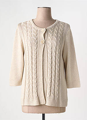 Gilet manches longues col rond beige I.ODENA femme