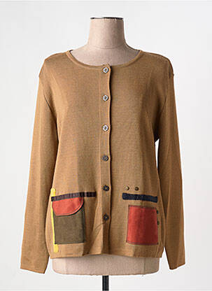 Gilet manches longues col rond marron I.ODENA femme