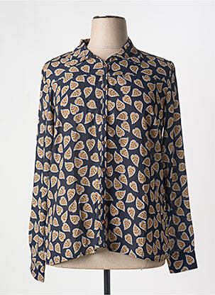 Chemisier imprimé fantaisie manches longues bleu GRIFFON femme
