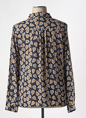 Chemisier imprimé fantaisie manches longues bleu GRIFFON femme