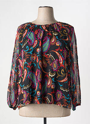 Blouse légère et transparente manches longues noir GRIFFON femme