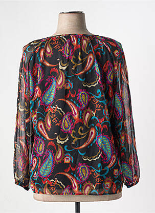 Blouse légère et transparente manches longues noir GRIFFON femme