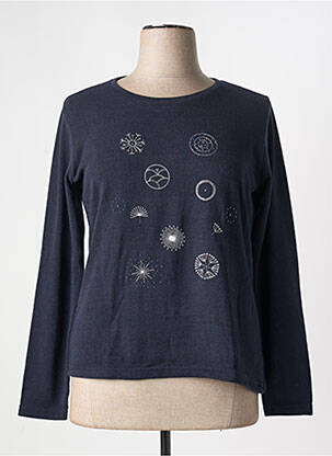 Pull coupe cintrée manches longues bleu GRIFFON femme