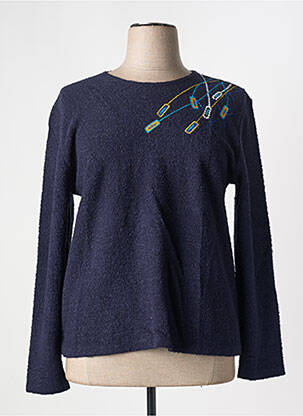 Pull coupe cintrée manches longues bleu GRIFFON femme