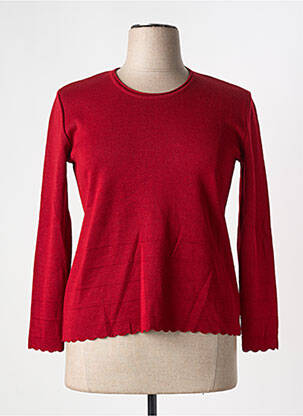 Pull coupe cintrée manches 3/4 rouge GRIFFON femme