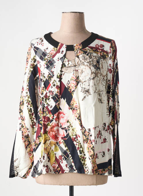Blouse imprimé fleurs manches longues beige GUY DUBOUIS femme