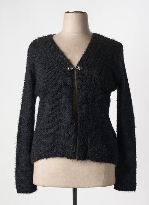 Gilet manches longues maille maille poilu noir GRIFFON femme