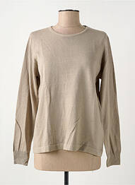Pull tissage chiné manches longues marron QUATRE VINGT JOURS femme