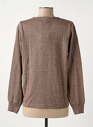 Pull tissage chiné manches longues marron fonce QUATRE VINGT JOURS femme