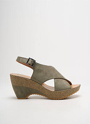 Sandales/nu pieds semi compensé talon de 7 à 9cm vert LPB femme