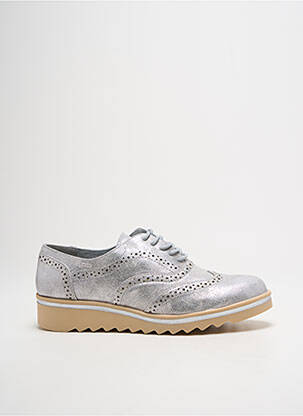 Derbies tissage satiné talon plat jusqu'à 3cm argent LPB femme