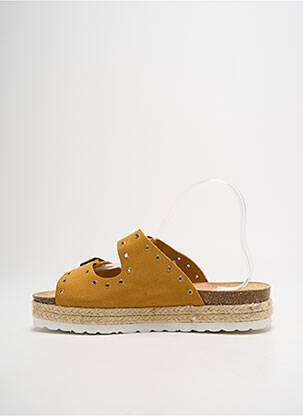 Mules/sabots nubuck talon de 4 à 6cm jaune AMOA femme