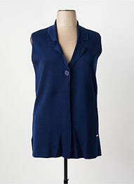 Gilet sans manche maille fine bleu MINO MORA femme