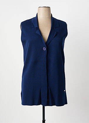Gilet sans manche maille fine bleu MINO MORA femme