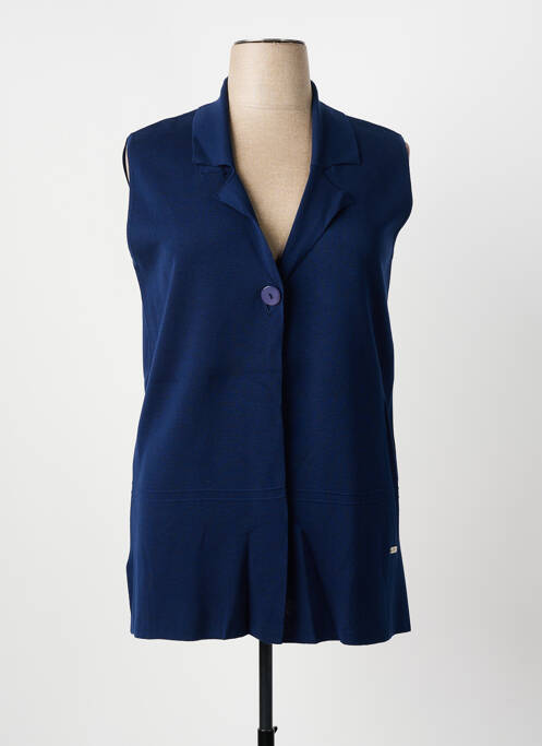 Gilet sans manche maille fine bleu MINO MORA femme