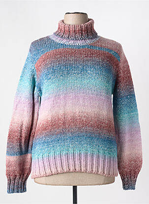 Pull col roulé coupe cintrée manches longues bleu MISS & MISS femme
