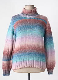 Pull col roulé coupe cintrée manches longues bleu MISS & MISS femme