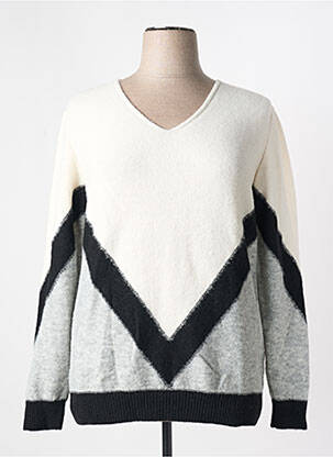 Pull coupe cintrée manches longues blanc MISS & MISS femme
