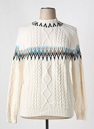 Pull manches longues manches longues blanc MISS & MISS femme
