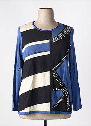 Pull col v manches longues bleu GUY DUBOUIS femme