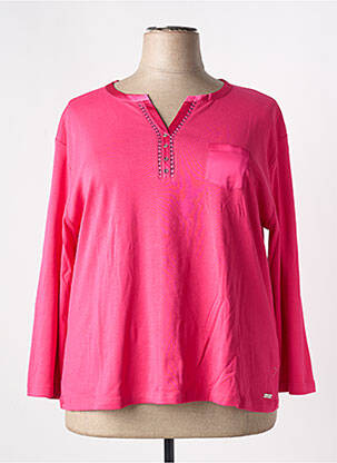 Top col v manches longues rose GRIFFON femme