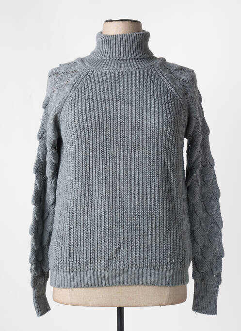 Pull col roulé coupe cintrée manches longues gris MERI & ESCA femme