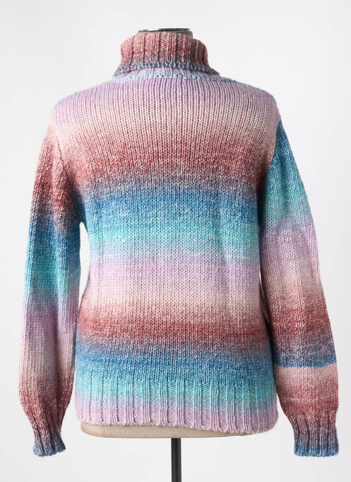 Pull col roulé coupe cintrée manches longues bleu MISS & MISS femme