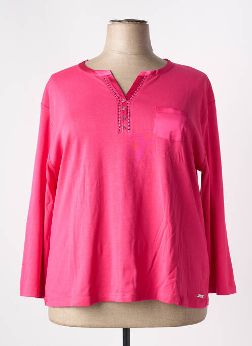 Top col v manches longues rose GRIFFON femme