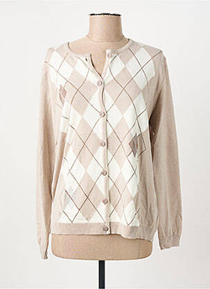 Gilet manches longues fermeture boutonnée sur le devant beige I.ODENA femme