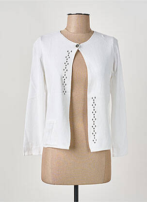Gilet manches longues fermeture boutonnée sur le devant blanc I.ODENA femme