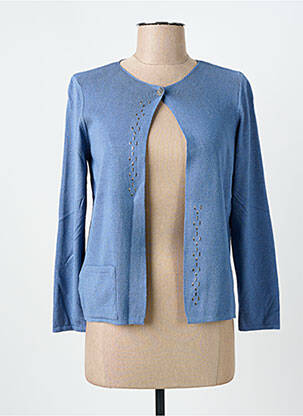 Gilet manches longues fermeture boutonnée sur le devant bleu I.ODENA femme