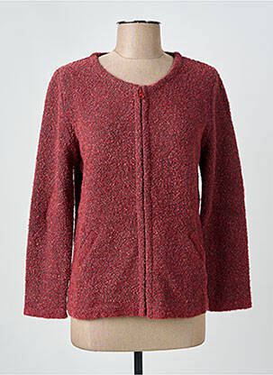 Gilet manches longues col rond rouge I.ODENA femme