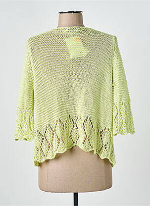 Gilet manches longues maille ajourée vert I.ODENA femme
