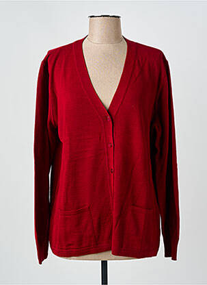 Gilet manches longues fermeture boutonnée sur le devant rouge I.ODENA femme