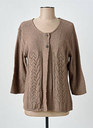 Gilet manches longues col rond marron GRIFFON femme