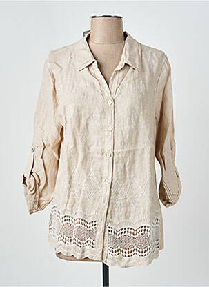 Chemisier coupe cintrée manches longues beige COULEURS DU TEMPS femme
