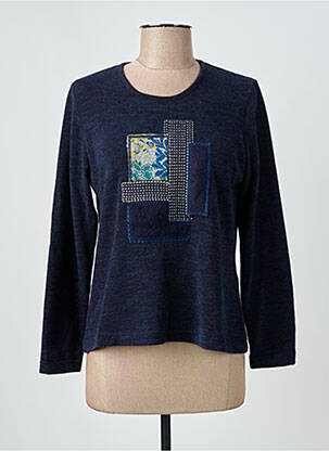 Pull coupe cintrée manches longues bleu GRIFFON femme