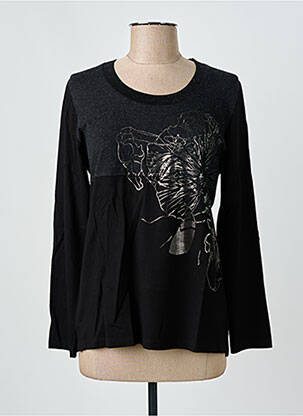 T-shirt sérigraphie floquée manches longues noir GRIFFON femme