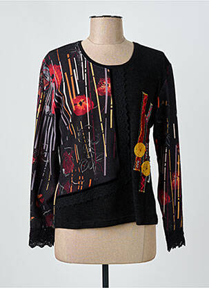 Pull coupe cintrée manches longues noir GRIFFON femme