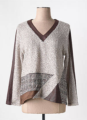 Pull col v manches longues marron MERI & ESCA femme