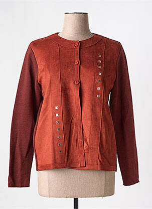 Gilet manches longues col rond marron I.ODENA femme