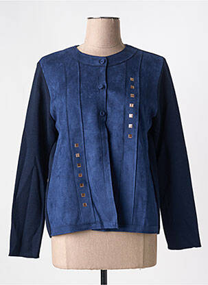 Gilet manches longues col rond bleu I.ODENA femme