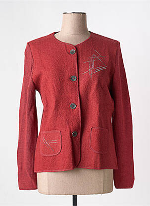 Gilet manches longues col rond rouge I.ODENA femme