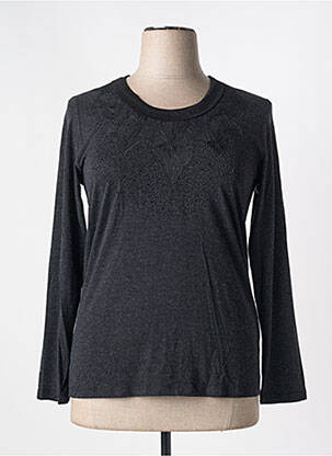 Top coupe cintrée manches longues gris GRIFFON femme