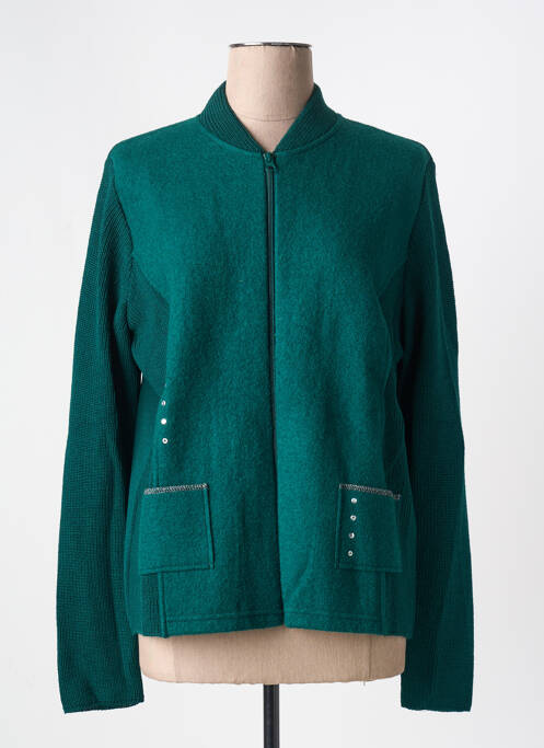 Gilet manches longues col v vert I.ODENA femme