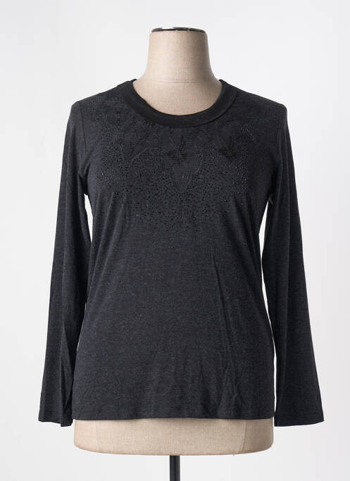 Top coupe cintrée manches longues gris GRIFFON femme